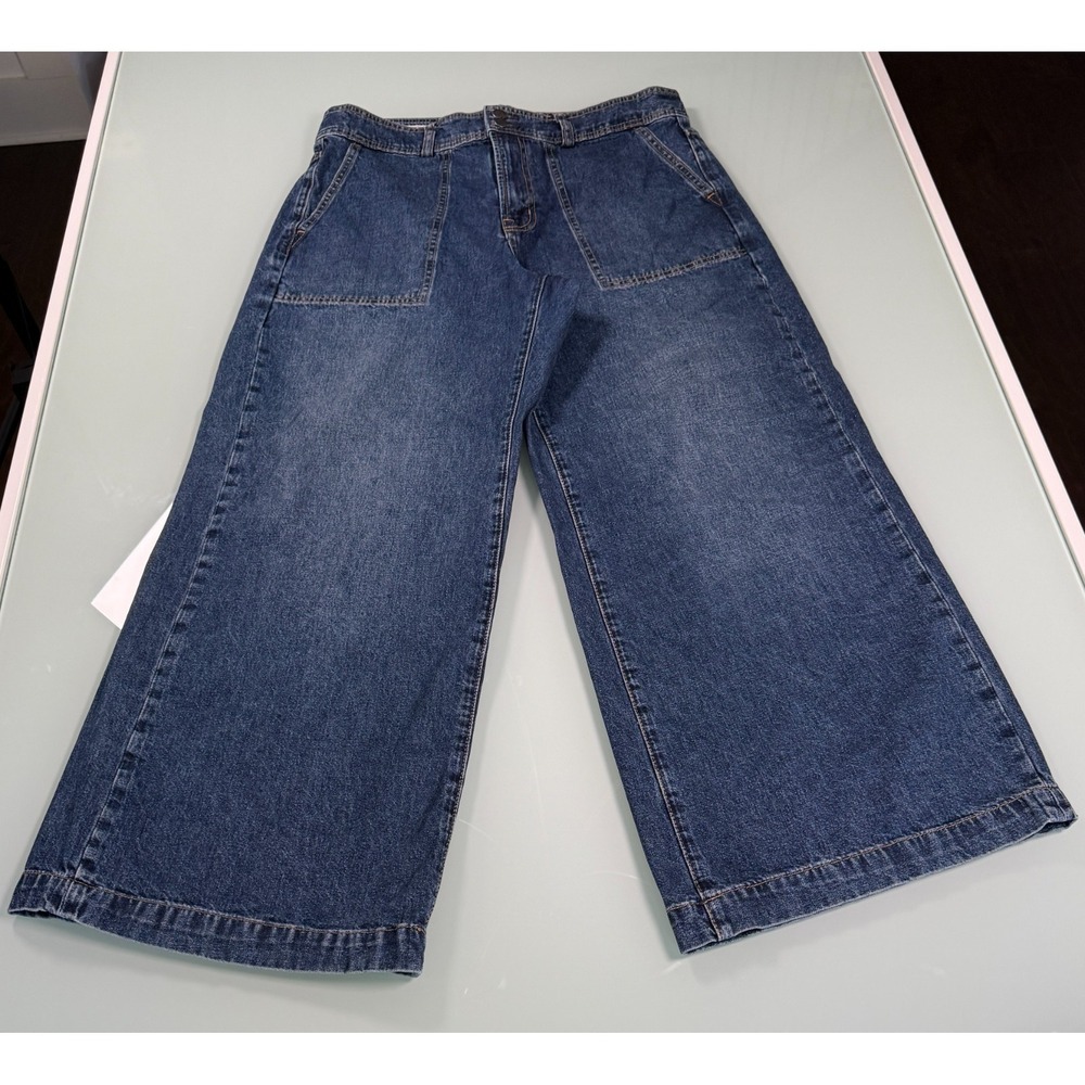 GAP Work Force Wide Leg Denim Jeans Women's 32 / 14R Dark Indigo 20/20 GorpCore